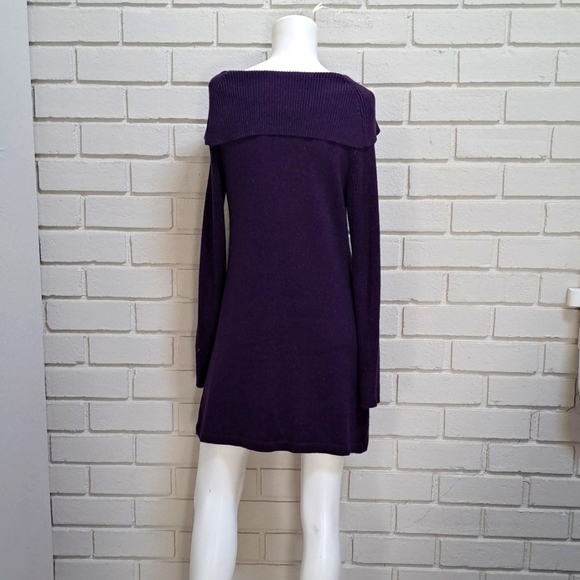 Alfani Purple Shimmer Off The Sholder Sweater Dress. Size Small - Picture 8 of 10